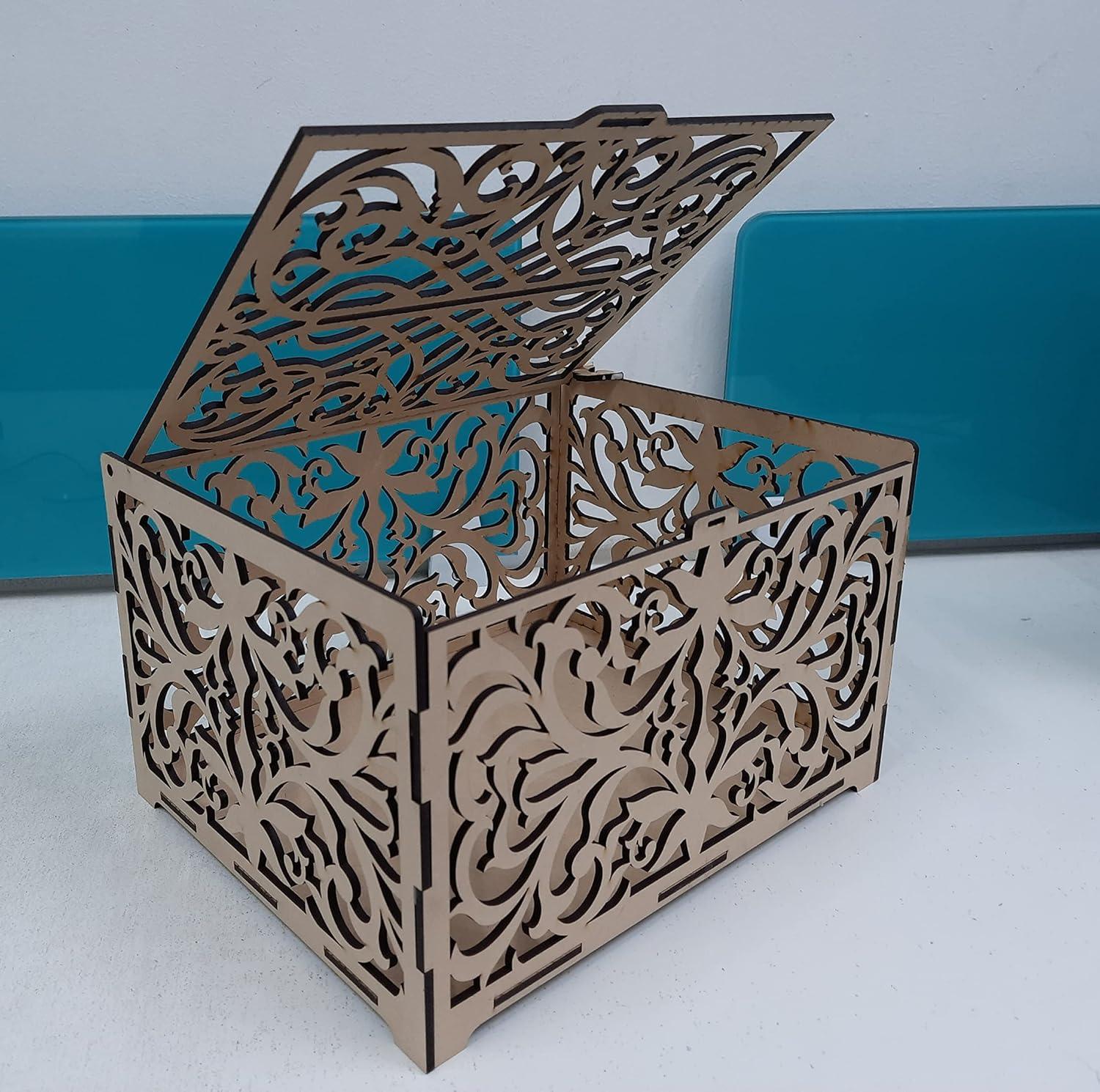 MDF Boxes DIY Craft Wooden Boxes for Art, Jewelry, and Home Storage (Beige, 8.7 x 6.9 x 5.3 inches) - Haoser