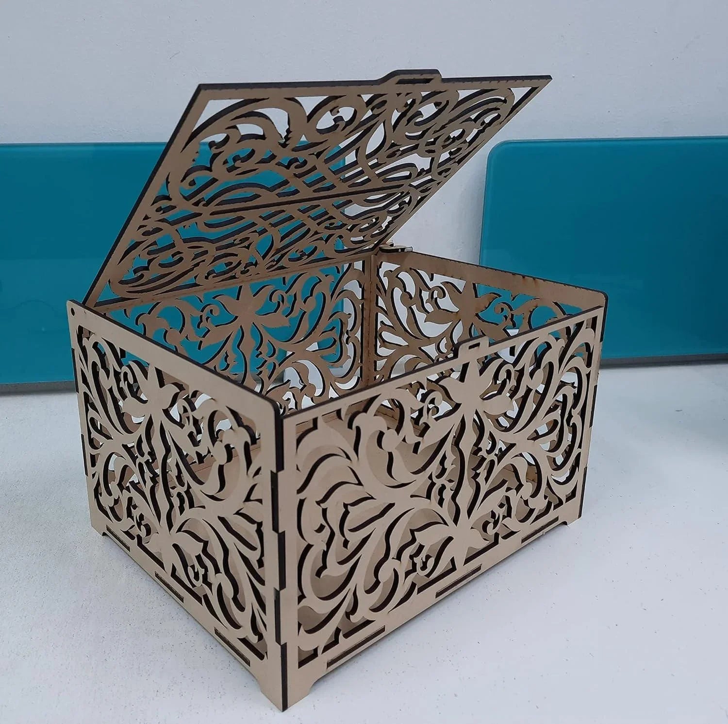 MDF Boxes DIY Craft Wooden Boxes for Art, Jewelry, and Home Storage (Beige, 8.7 x 6.9 x 5.3 inches) - Haoser