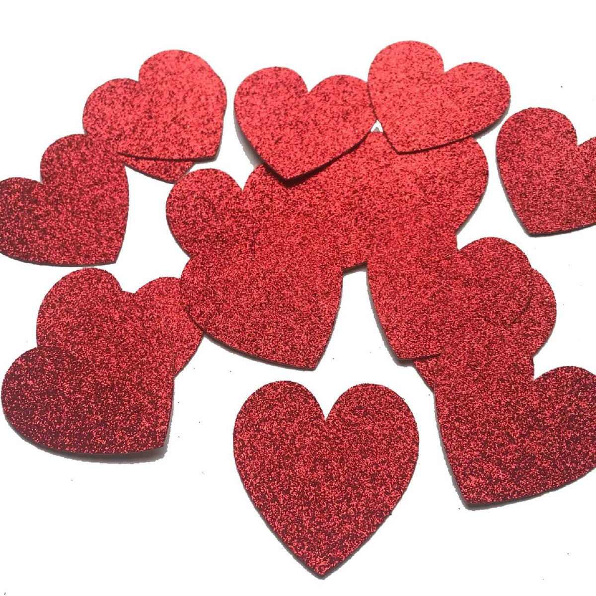 3 Inch Size 50 Pieces Heart Shaped Glitter Heart Cutout Sticker Red Heart Decorations, Valentine's Day Decorations (Medium, 50) - Haoser
