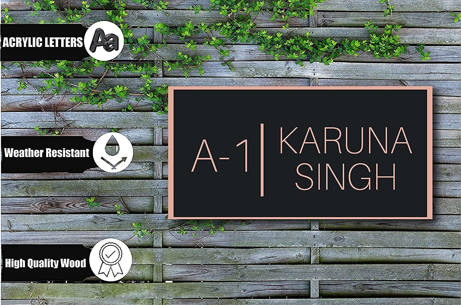 Name plate for home entrance | Door name plates | Wood Personalized Name Plate with 3D Letters | | Name Plate For Home, Office & Outdoor Entrance | 15X30 cm | Gift (Design 1) - Haoser