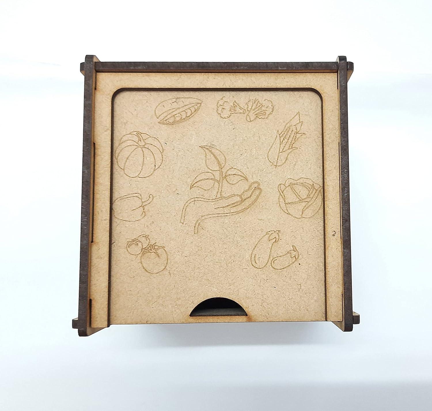 Antique Style Wood Storage Box: Decorative Accent for Home or Office (Beige, 3.9 x 3.9 x 3.9 IN) - Haoser