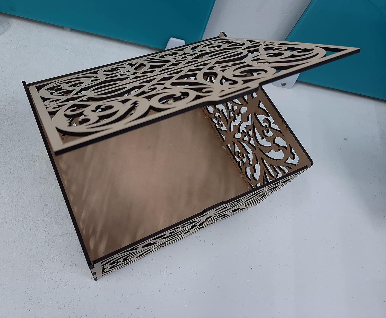 MDF Boxes DIY Craft Wooden Boxes for Art, Jewelry, and Home Storage (Beige, 8.7 x 6.9 x 5.3 inches) - Haoser