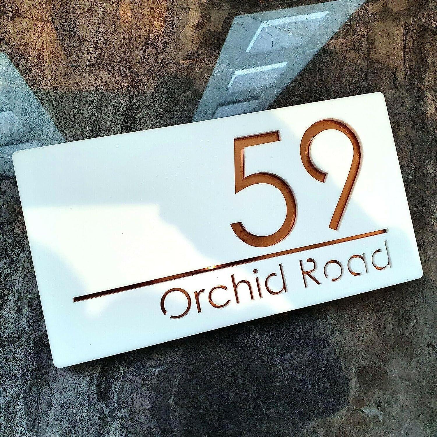 Name plate for home entrance | Door name plates | Wood Personalized Name Plate with 3D Letters | | Name Plate For Home, Office & Outdoor Entrance | 15X30 cm | Gift (Design 1) - Haoser