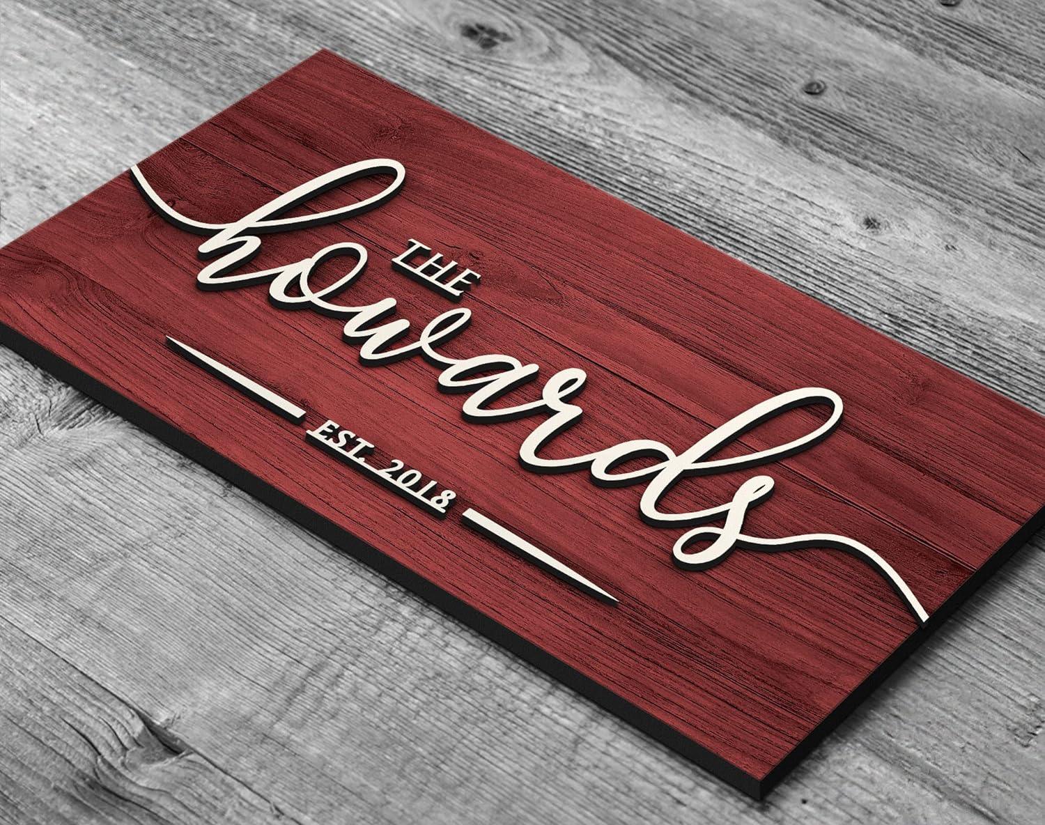 Name plate for home entrance | Door name plates | Wood Personalized Name Plate with 3D Letters | | Name Plate For Home, Office & Outdoor Entrance | 15X30 cm | Gift (Design 1) - Haoser