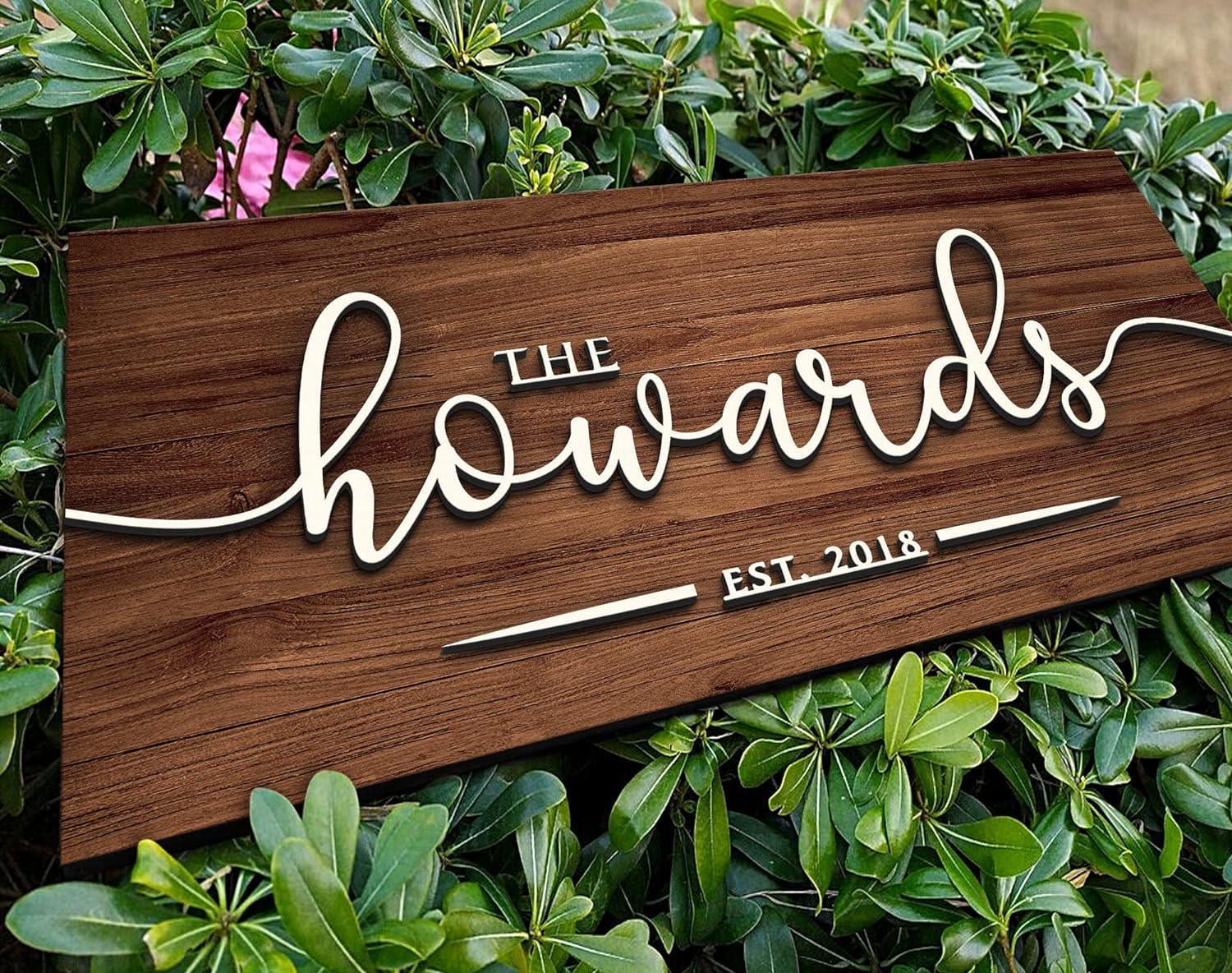 Name plate for home entrance | Door name plates | Wood Personalized Name Plate with 3D Letters | | Name Plate For Home, Office & Outdoor Entrance | 15X30 cm | Gift (Design 1) - Haoser
