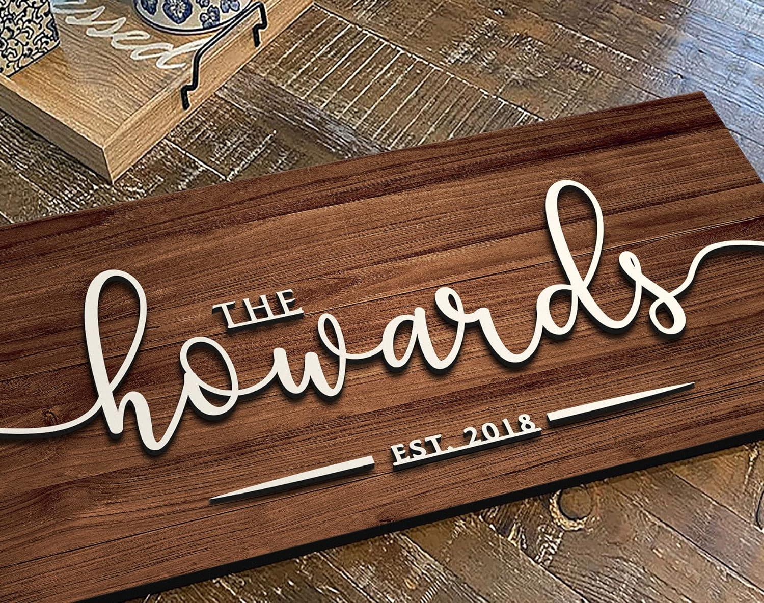 Name plate for home entrance | Door name plates | Wood Personalized Name Plate with 3D Letters | | Name Plate For Home, Office & Outdoor Entrance | 15X30 cm | Gift (Design 1) - Haoser