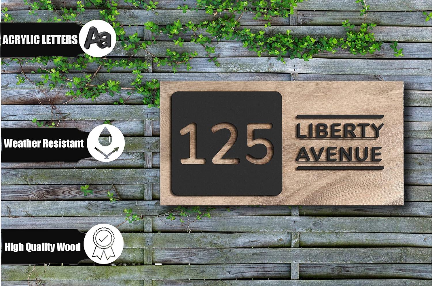 Name plate for home entrance | Door name plates | Wood Personalized Name Plate with 3D Letters | | Name Plate For Home, Office & Outdoor Entrance | 15X30 cm | Gift (Design 1) - Haoser