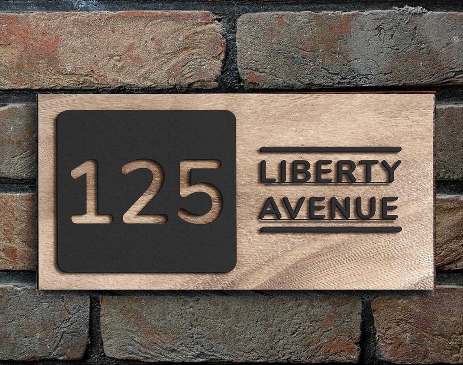 Name plate for home entrance | Door name plates | Wood Personalized Name Plate with 3D Letters | | Name Plate For Home, Office & Outdoor Entrance | 15X30 cm | Gift (Design 1) - Haoser